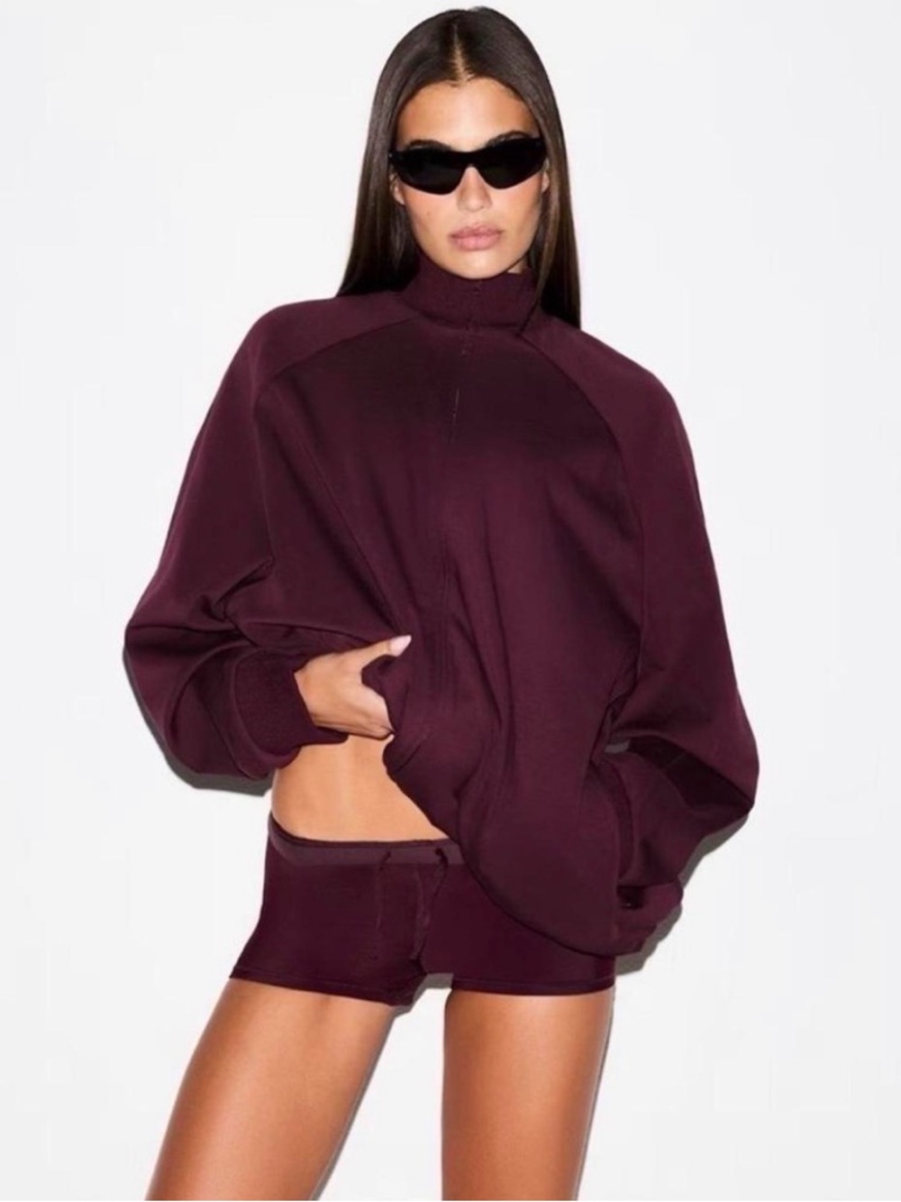 NIKE SKIMS Burgundy Track Jacket SMALL
